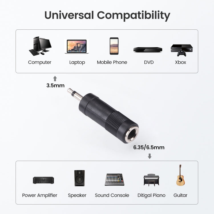 3.5mm Male to 6.35mm Female Mono Sound Converters Adapters (100 Pcs in One Package, the Price is for 100 Pcs) - Connectors & Terminals by PMC TechLife | Online Shopping South Africa | PMC TechLife