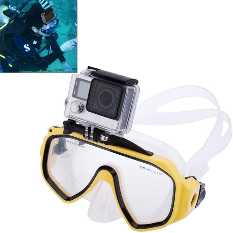 Water Sports Diving Equipment Diving Mask Swimming Glasses with Mount for GoPro, Insta360, DJI and Other Action Cameras(Yellow) - Diving Mask by PMC TechLife | Online Shopping South Africa | PMC TechLife | Buy Now Pay Later Mobicred