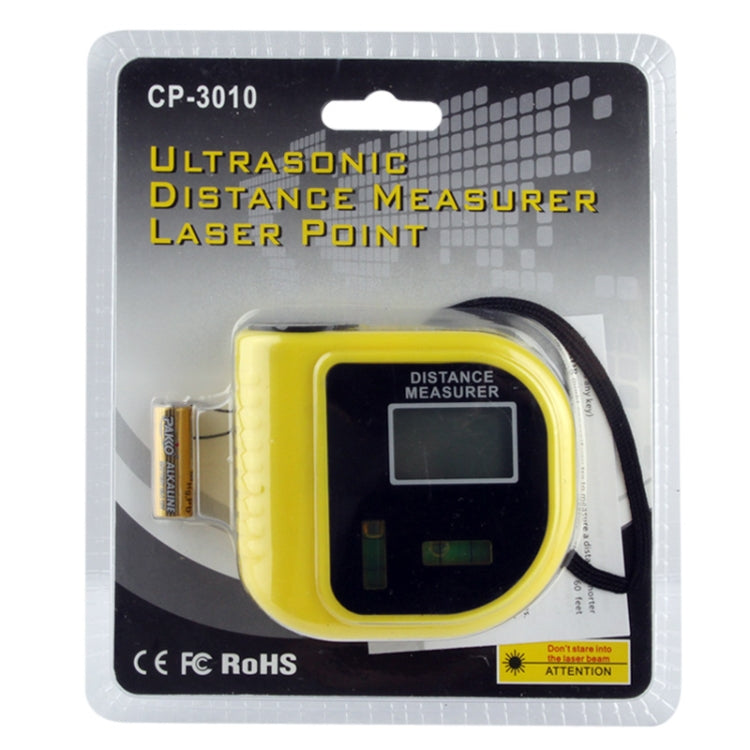 CP-3010 Ultrasonic Distance Measurer with Laser Pointer, Range: 0.5-18m(Yellow) - Laser Rangefinder by PMC TechLife | Online Shopping South Africa | PMC TechLife | Buy Now Pay Later Mobicred