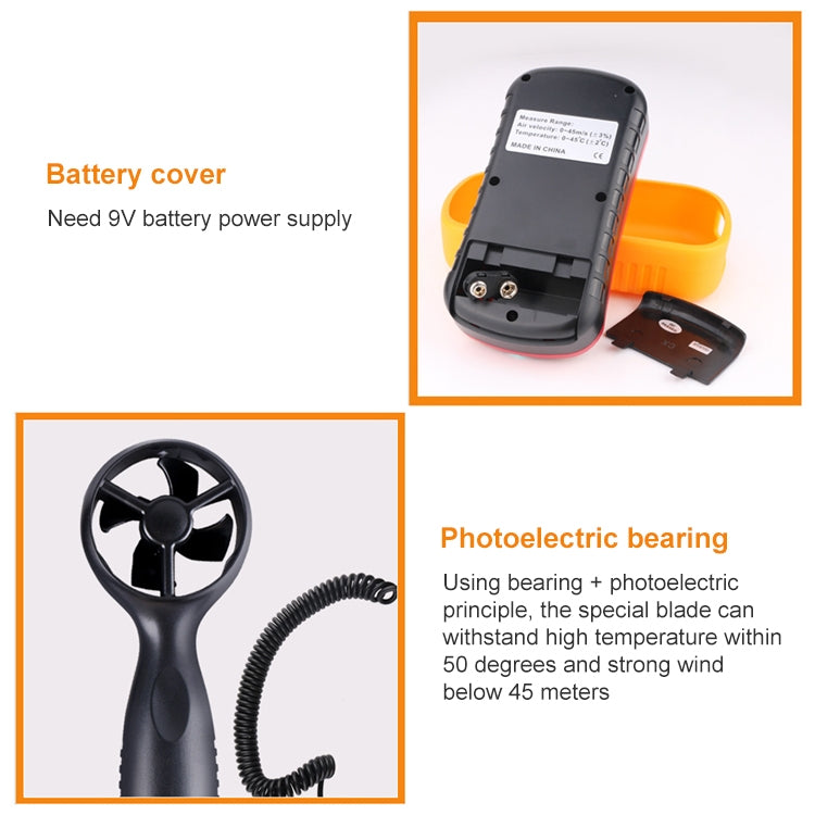 Digital Anemometer (Measurement items: Air Velocity, Air Temperature)(Red) - Tachometers & Anemometer by PMC TechLife | Online Shopping South Africa | PMC TechLife | Buy Now Pay Later Mobicred