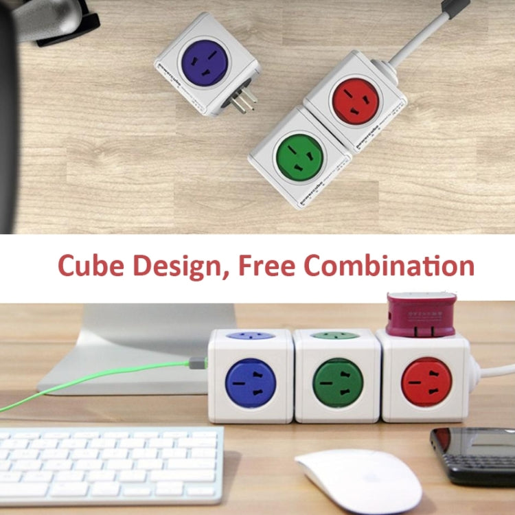 PowerCube 10A Universal Wall Adapter Power Socket with 4 US / AU Sockets and 2 USB Ports for Home Office, AU Plug, Random Color Delivery - Extension Socket by PMC TechLife | Online Shopping South Africa | PMC TechLife | Buy Now Pay Later Mobicred