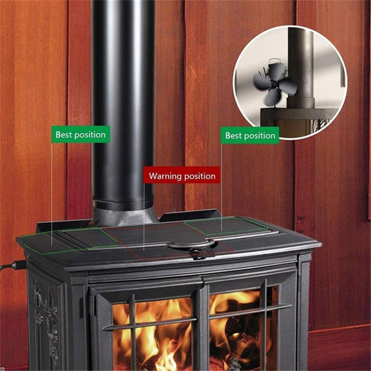 YL603 Eco-friendly Aluminum Alloy Heat Powered Stove Fan with 4 Blades for Wood / Gas / Pellet Stoves (Silver) - free shipping - PMC Jewellery - Order now!