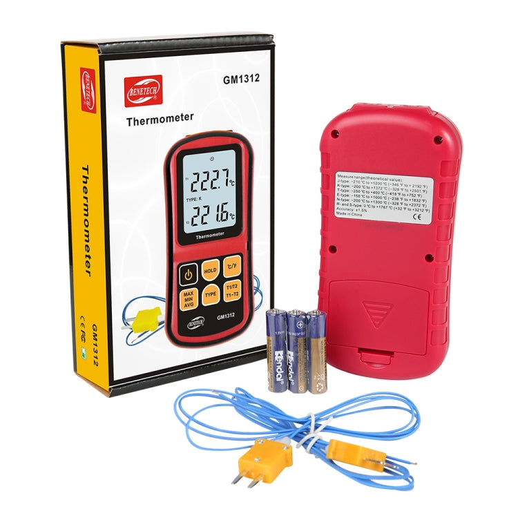 BENETECH GM1312 2.4 inch LCD Screen Thermocouple Thermometer Measure J,K,T,E,N and R Type, Measure Range: -50~300C - Thermostat & Thermometer by BENETECH | Online Shopping South Africa | PMC Jewellery | Buy Now Pay Later Mobicred