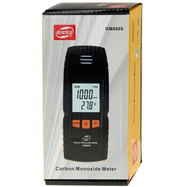 BENETECH GM8805 LCD Display Handheld Carbon Monoxide CO Monitor Detector Meter Tester, Measure Range: 0-1000ppm(Black) - Gas Monitor by BENETECH | Online Shopping South Africa | PMC TechLife | Buy Now Pay Later Mobicred