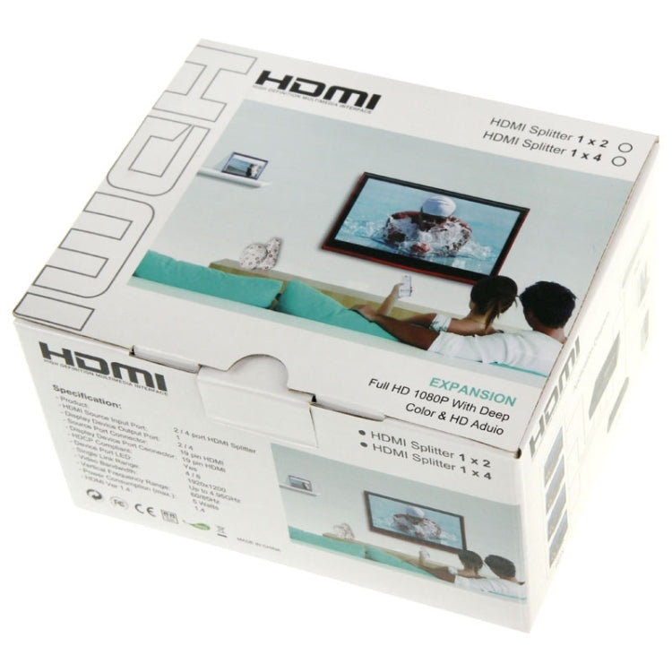 Mini HD 1080P 1x4 HDMI V1.4 Splitter for HDTV / STB/ DVD / Projector / DVR - free shipping - PMC Jewellery - Order now!
