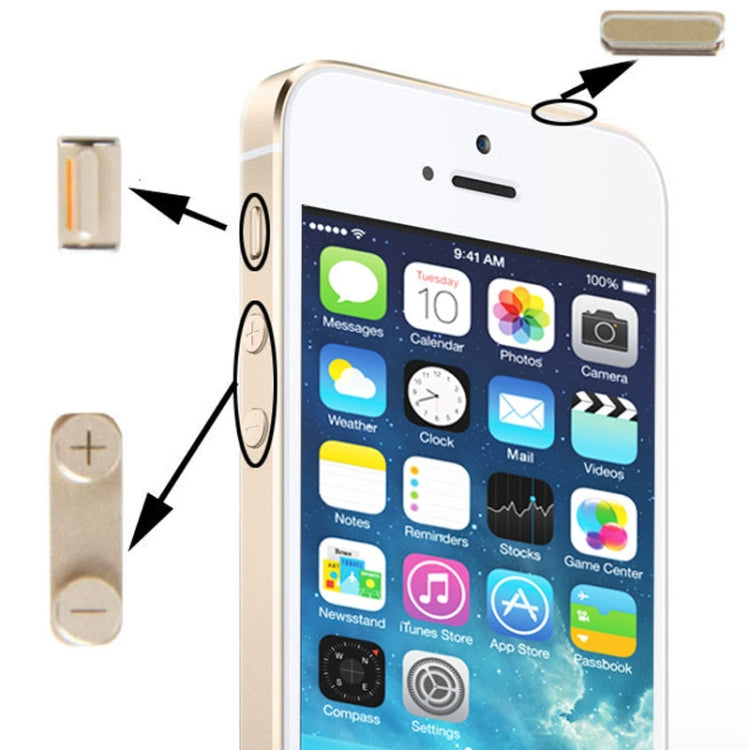 Original 3 in 1 Alloy Material (Mute Button + Power Button + Volume Button) for iPhone 5S, Golden(Gold) - iPhone 5 Parts by PMC TechLife | Online Shopping South Africa | PMC TechLife | Buy Now Pay Later Mobicred