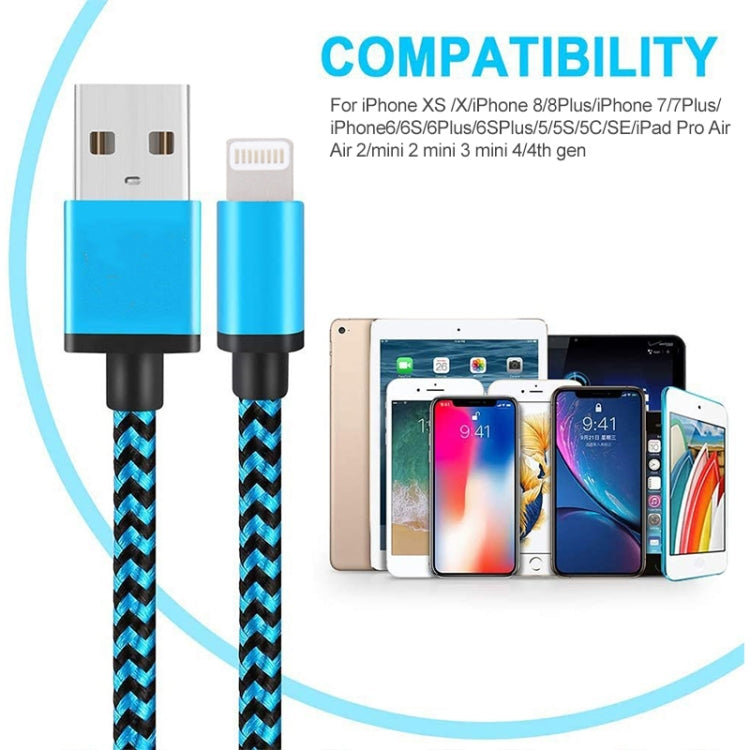 2m Woven Style 8 Pin to USB Sync Data / Charging Cable(Magenta) - free shipping - PMC Jewellery - Order now!
