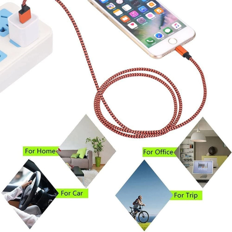 2m Woven Style 8 Pin to USB Sync Data / Charging Cable(Magenta) - free shipping - PMC Jewellery - Order now!
