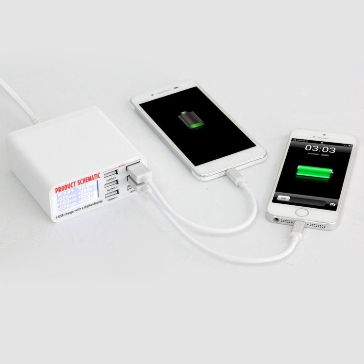 WLX-899 30W USB Charger 5V 6A Output 3.5A Max High Speed 6-Ports USB Charger with Digital Display & 1.5m Cable - free shipping - PMC Jewellery - Order now!