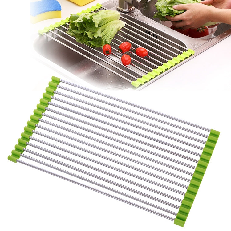 40x24x0.9cm Stainless Steel Folding Drain Rack(Green) - Shelf by PMC TechLife | Online Shopping South Africa | PMC TechLife | Buy Now Pay Later Mobicred