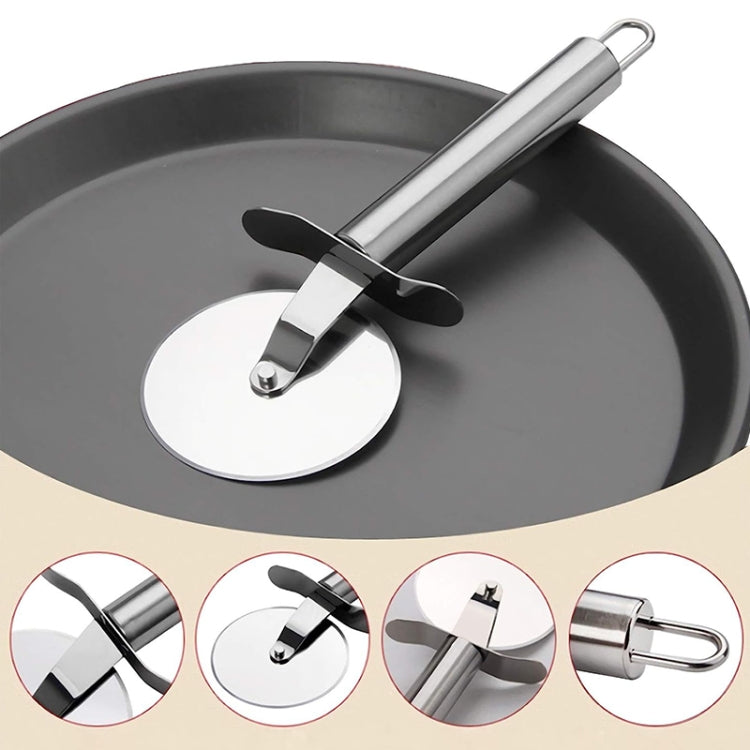 Stainless Steel Round Pizza Cutter Knife(Silver) - Baking Pastry Tools by PMC TechLife | Online Shopping South Africa | PMC TechLife | Buy Now Pay Later Mobicred