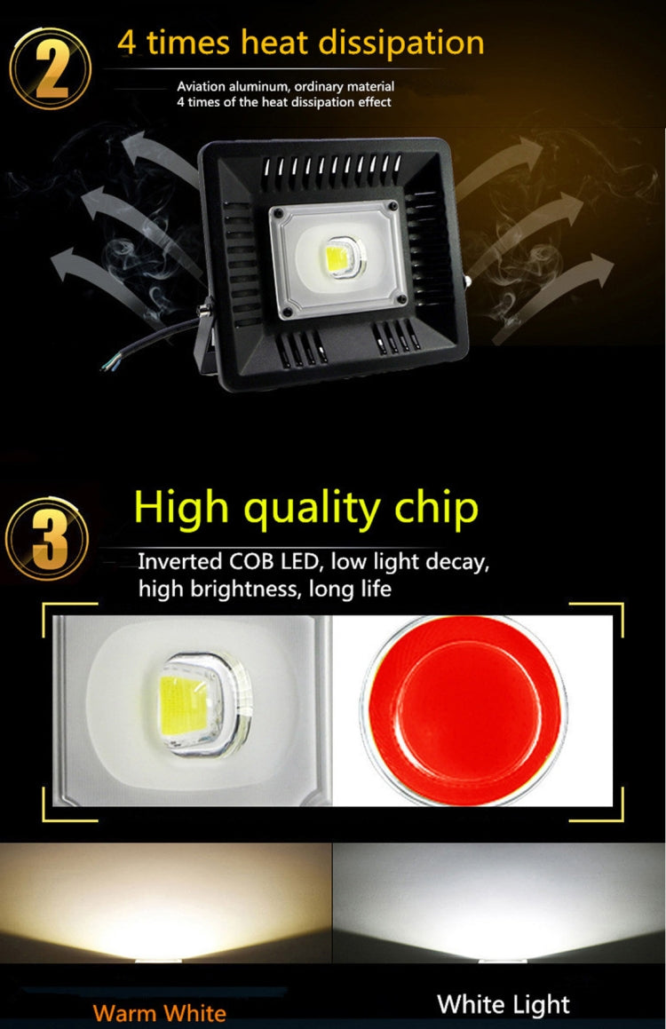 50W Waterproof LED Floodlight Lamp, Luminous Flux: > 4000LM, PF > 0.9, RA > 80, AC 90-140V(Warm White) - Floodlights by PMC Jewellery | Online Shopping South Africa | PMC Jewellery | Buy Now Pay Later Mobicred