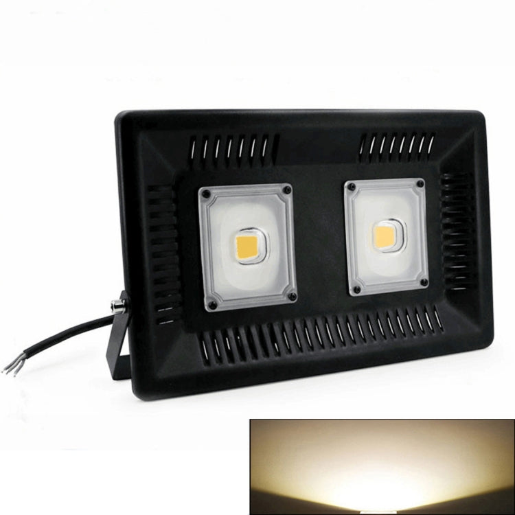 100W Waterproof LED Floodlight Lamp, 2 x 48 LED SMD 2835, Luminous Flux: > 8000LM, PF > 0.9, RA > 80, AC 90-140V(Warm White) - Floodlights by PMC Jewellery | Online Shopping South Africa | PMC Jewellery | Buy Now Pay Later Mobicred