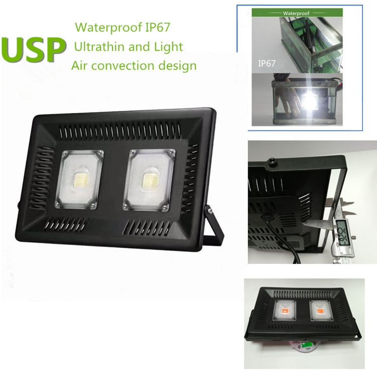 100W Waterproof LED Floodlight Lamp, 2 x 48 LED SMD 2835, Luminous Flux: > 8000LM, PF > 0.9, RA > 80, AC 90-140V(Warm White) - Floodlights by PMC Jewellery | Online Shopping South Africa | PMC Jewellery | Buy Now Pay Later Mobicred