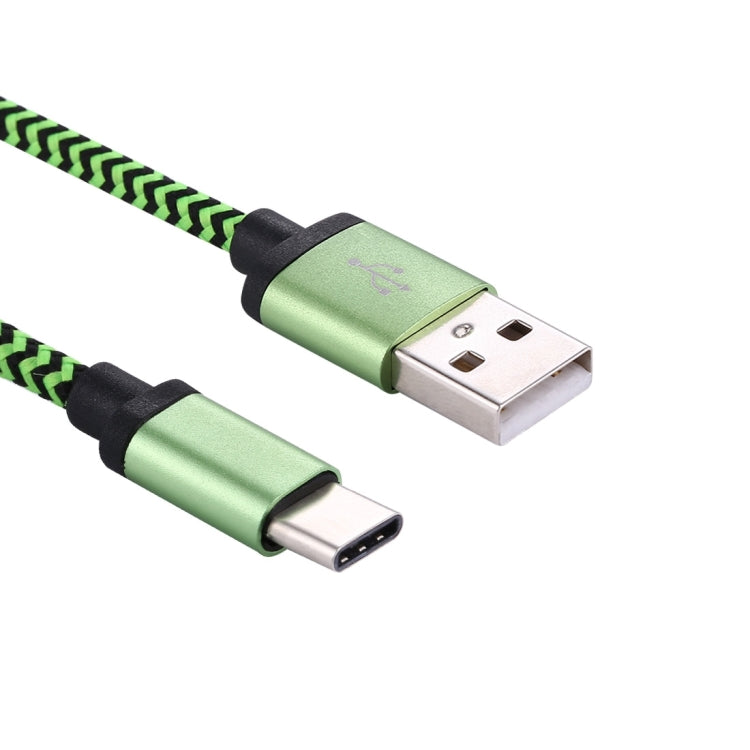 1m Woven Style USB-C / Type-C 3.1 to USB 2.0 Data Sync Charge Cable(Green) - USB-C & Type-C Cable by PMC TechLife | Online Shopping South Africa | PMC TechLife | Buy Now Pay Later Mobicred