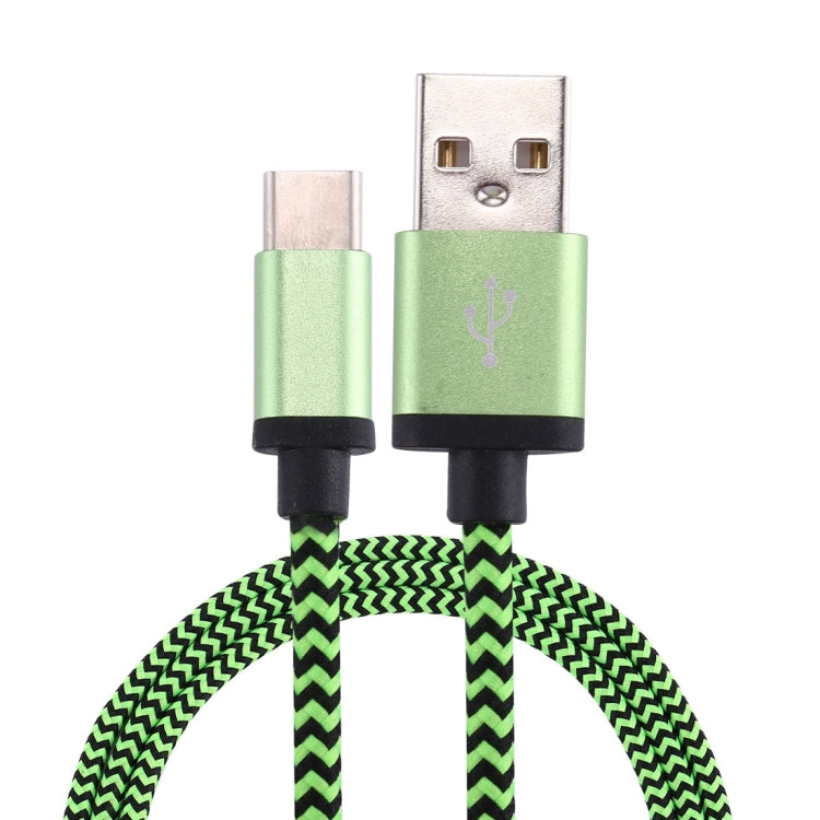 1m Woven Style USB-C / Type-C 3.1 to USB 2.0 Data Sync Charge Cable(Green) - USB-C & Type-C Cable by PMC TechLife | Online Shopping South Africa | PMC TechLife | Buy Now Pay Later Mobicred