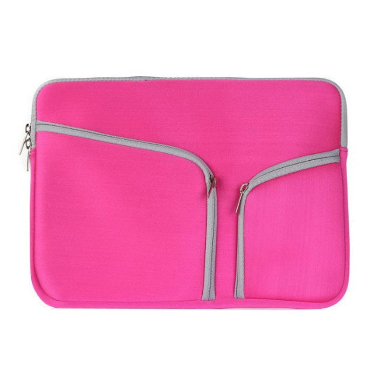 Double Pocket Zip Handbag Laptop Bag for Macbook Air 13 inch(Magenta) - free shipping - PMC Jewellery - Order now!