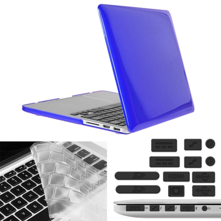 ENKAY for Macbook Pro Retina 13.3 inch (US Version) / A1425 / A1502 Hat-Prince 3 in 1 Crystal Hard Shell Plastic Protective Case with Keyboard Guard & Port Dust Plug(Dark Blue) - free shipping - PMC Jewellery - Order now!