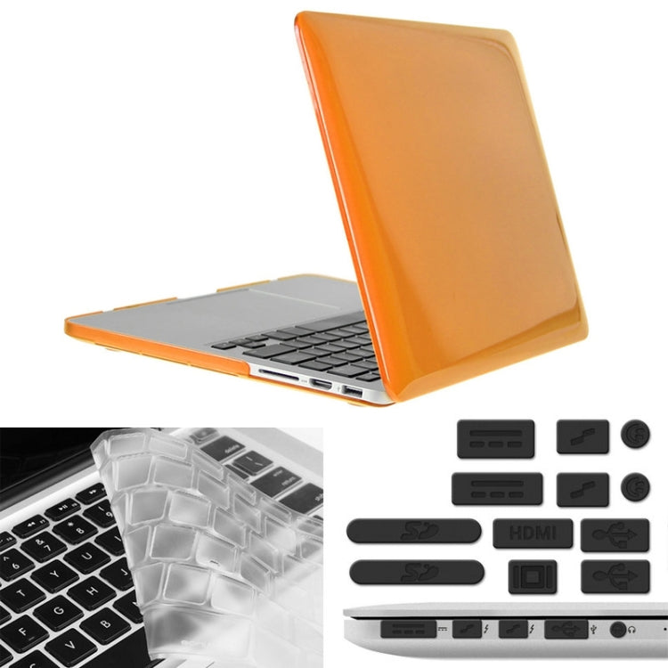 ENKAY for Macbook Pro Retina 13.3 inch (US Version) / A1425 / A1502 Hat-Prince 3 in 1 Crystal Hard Shell Plastic Protective Case with Keyboard Guard & Port Dust Plug(Orange) - free shipping - PMC Jewellery - Order now!