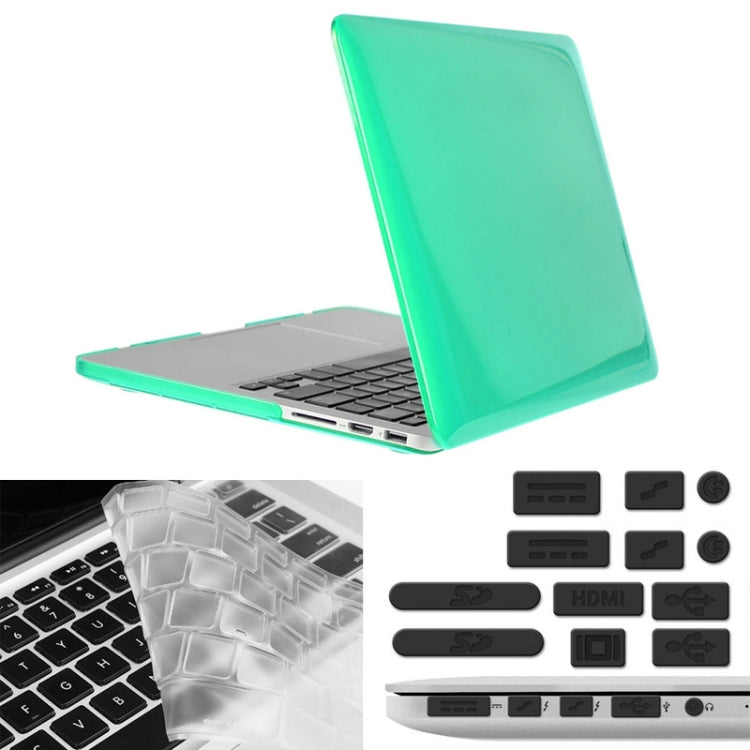ENKAY for Macbook Pro Retina 13.3 inch (US Version) / A1425 / A1502 Hat-Prince 3 in 1 Crystal Hard Shell Plastic Protective Case with Keyboard Guard & Port Dust Plug(Green) - free shipping - PMC Jewellery - Order now!