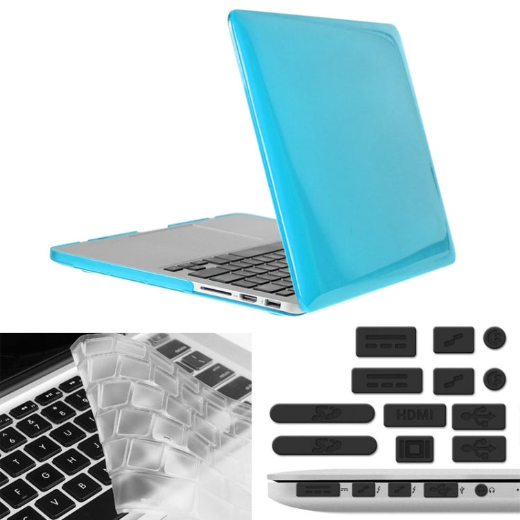 ENKAY for Macbook Pro Retina 15.4 inch (US Version) / A1398 Hat-Prince 3 in 1 Crystal Hard Shell Plastic Protective Case with Keyboard Guard & Port Dust Plug(Blue) - free shipping - PMC Jewellery - Order now!