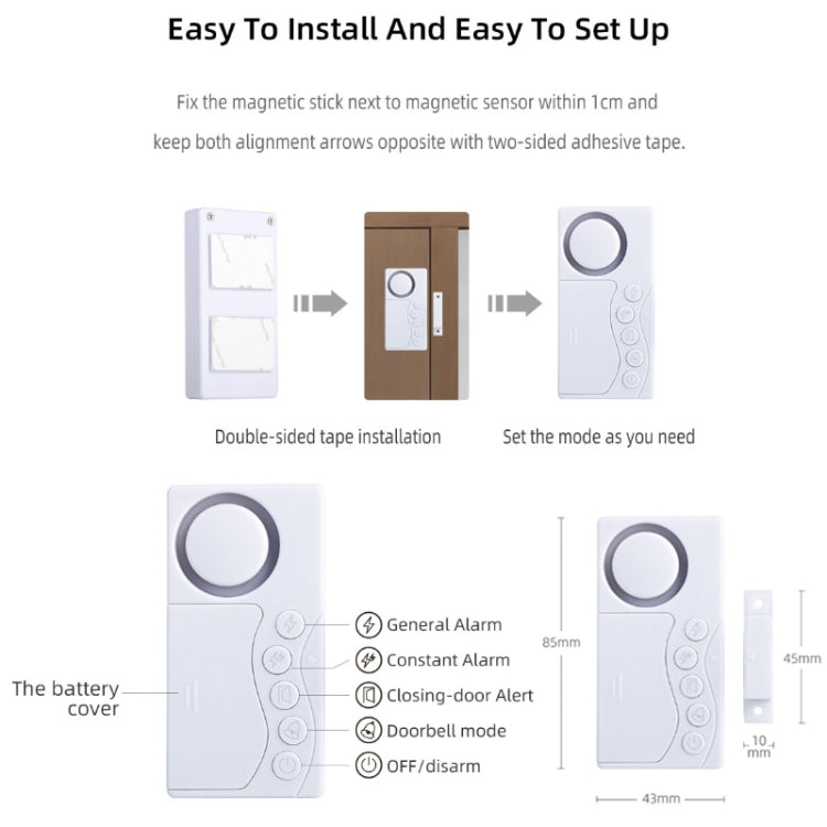 4 in 1 Door Magnet Refrigerator Delayed Door Closing Bell Anti-theft Alarm (3V) - Door Window Alarm by PMc TechLife | Online Shopping South Africa | PMc TechLife | Buy Now Pay Later Mobicred