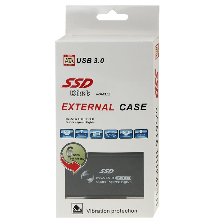 6gb/s mSATA Solid State Disk SSD to USB 3.0 Hard Disk Case(Black) - HDD Enclosure by PMC TechLife | Online Shopping South Africa | PMC TechLife