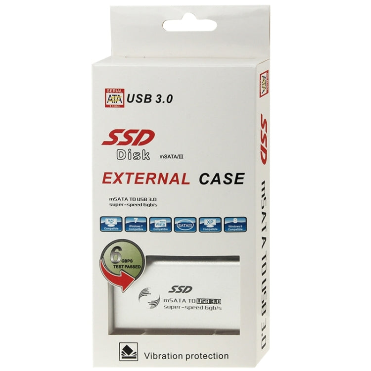 6gb/s mSATA Solid State Disk SSD to USB 3.0 Hard Disk Case(Silver) - HDD Enclosure by PMC Jewellery | Online Shopping South Africa | PMC Jewellery | Buy Now Pay Later Mobicred