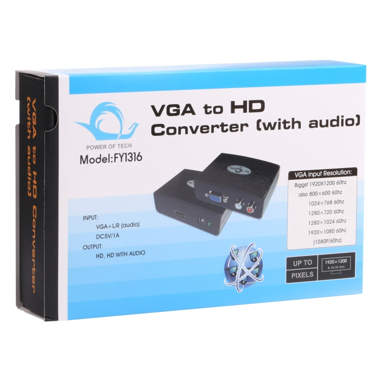 VGA to HDMI Converter with Audio (FY1316)(Black) - VGA Converter by PMC Jewellery | Online Shopping South Africa | PMC Jewellery | Buy Now Pay Later Mobicred