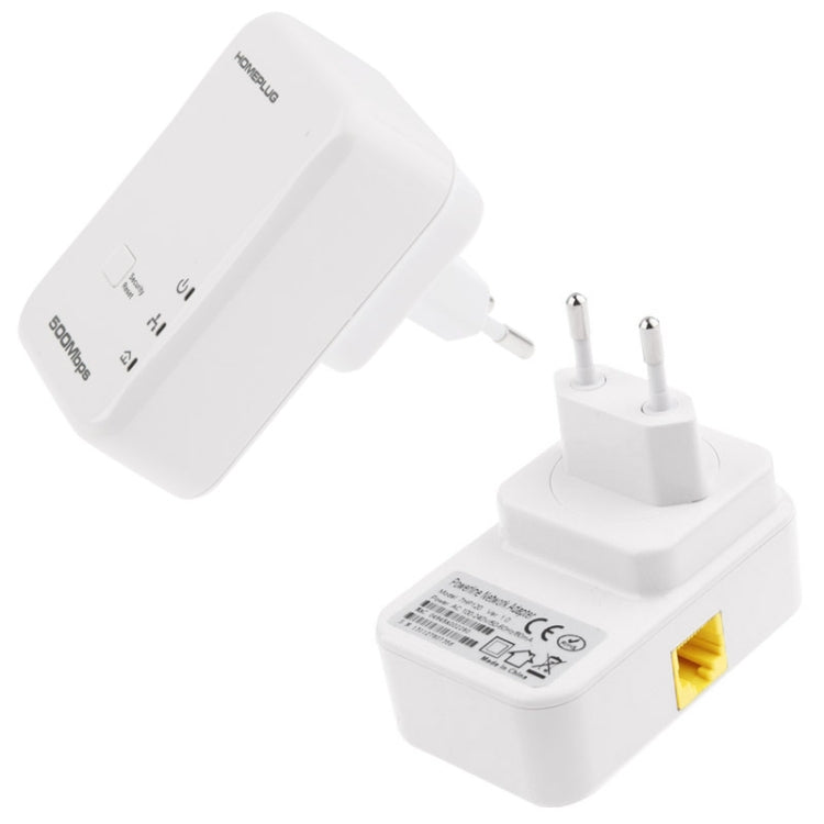 2 PCS 500Mbps Powerline Network Mini Homeplug AV Ethernet Bridge, 7HP150, EU Plug(White) - Powerline Network Adapters by PMC Jewellery | Online Shopping South Africa | PMC Jewellery | Buy Now Pay Later Mobicred