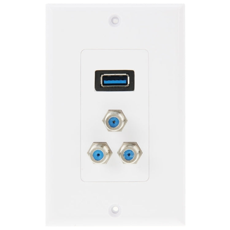 USB 3.0 Female Plug + 3 F Female Plugs Wall Plate Panel -  by PMC TechLife | Online Shopping South Africa | PMC TechLife | Buy Now Pay Later Mobicred