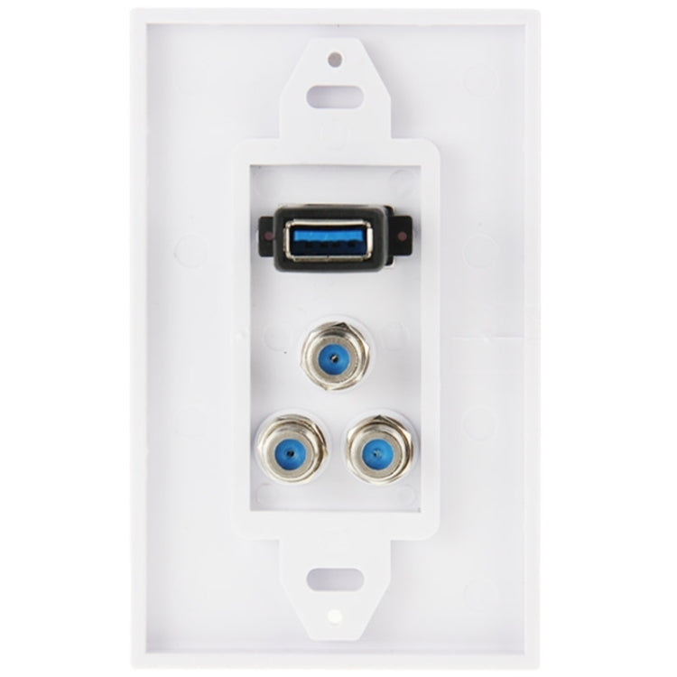 USB 3.0 Female Plug + 3 F Female Plugs Wall Plate Panel -  by PMC TechLife | Online Shopping South Africa | PMC TechLife | Buy Now Pay Later Mobicred
