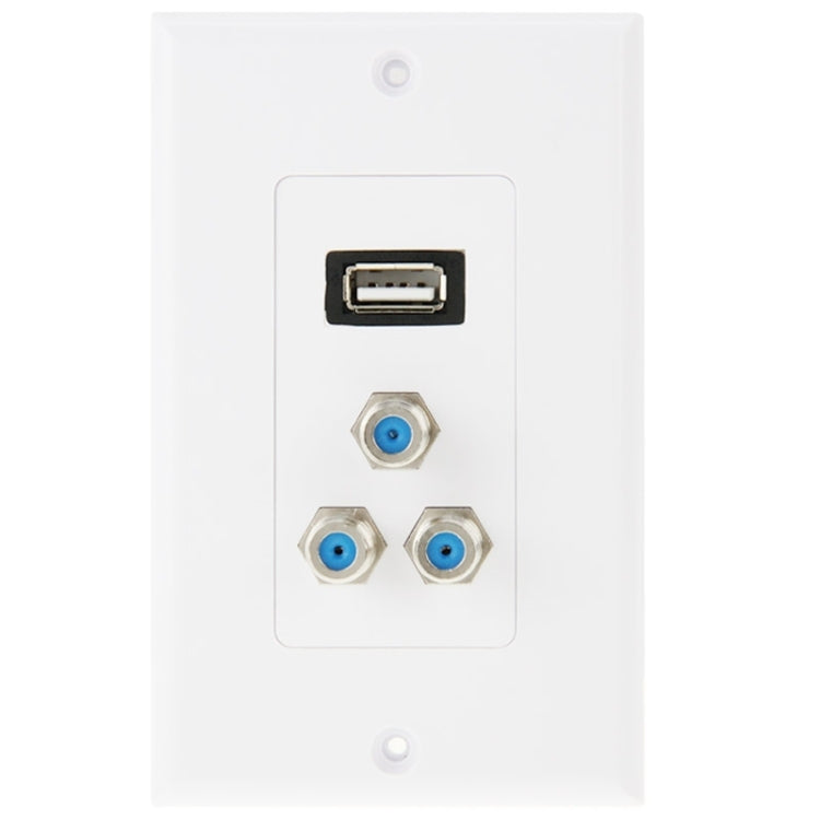 USB 2.0 Female Plug + 3 F Female Plugs Wall Plate Panel -  by PMC TechLife | Online Shopping South Africa | PMC TechLife | Buy Now Pay Later Mobicred