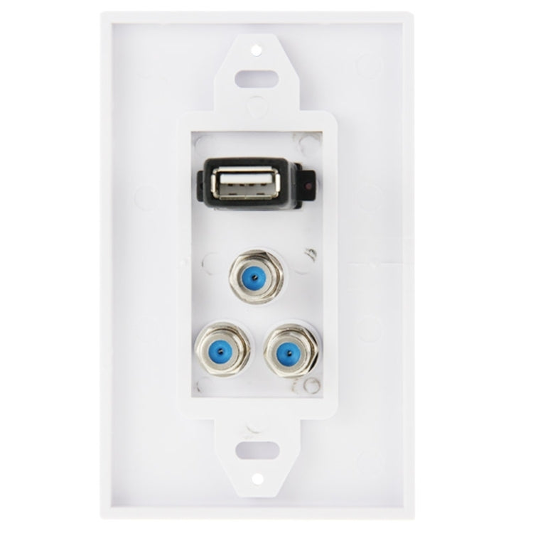 USB 2.0 Female Plug + 3 F Female Plugs Wall Plate Panel -  by PMC TechLife | Online Shopping South Africa | PMC TechLife | Buy Now Pay Later Mobicred