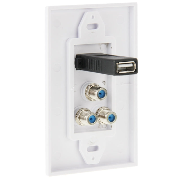 USB 2.0 Female Plug + 3 F Female Plugs Wall Plate Panel -  by PMC TechLife | Online Shopping South Africa | PMC TechLife | Buy Now Pay Later Mobicred