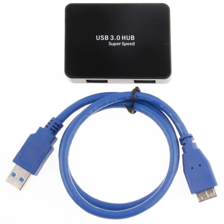 CR-H302 Mirror Surface 4 Ports USB 3.0 Super Speed 5Gbps HUB + 60cm USB 3.0 Transmission Cable(Black) - USB 3.0 HUB by PMC TechLife | Online Shopping South Africa | PMC TechLife | Buy Now Pay Later Mobicred