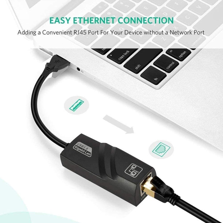 USB 3.0 10 / 100 / 1000Mbps Ethernet Adapter for Laptops, Plug and play(Black) - USB Network Adapter by PMC TechLife | Online Shopping South Africa | PMC TechLife | Buy Now Pay Later Mobicred