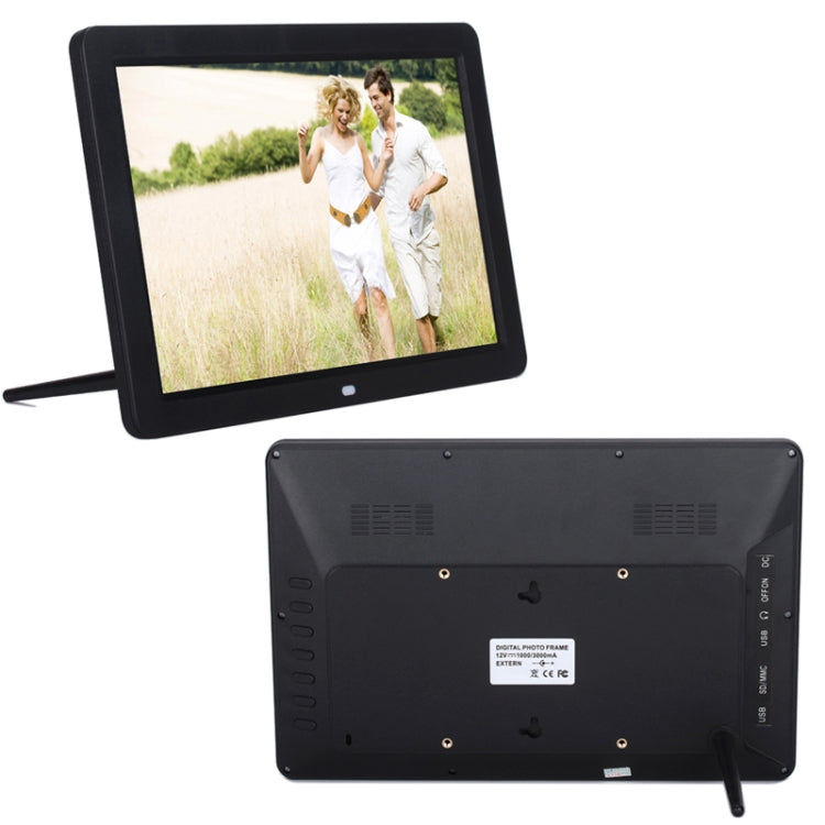 12.0 Inch LED Display Multi-media Digital Photo Frame with Holder / Music & Movie Player / Remote Control Function, Support USB / SD, Built in Stereo Speaker(Black) - 11 inch Below by PMC TechLife | Online Shopping South Africa | PMC TechLife | Buy Now Pay Later Mobicred