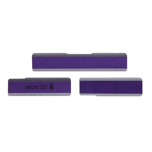 SIM Card Cap + USB Data Charging Port Cover + Micro SD Card Cap Dustproof Block Set for Sony Xperia Z1 / L39h / C6903(Purple) - Dust Plug by PMc TechLife | Online Shopping South Africa | PMc TechLife | Buy Now Pay Later Mobicred