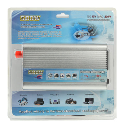 500W DC 12V to AC 220V Car Power Inverter with USB Port(Silver) - Others by PMC TechLife | Online Shopping South Africa | PMC TechLife | Buy Now Pay Later Mobicred