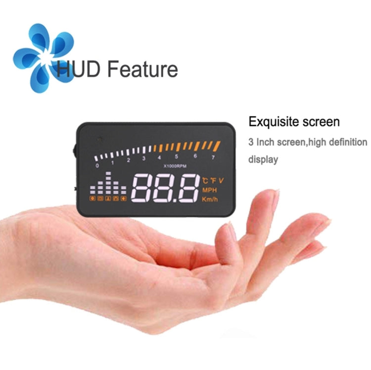 X5 HUD 3 inch Universal Multi Car Head Up Display with OBDII EOBD System, Light Sensors, Rotation Speed, Rotation Speed Unit, Unit Mark, Voltage, Water Temperature, Alarm mark(Black) - Head Up Display System by PMC TechLife | Online Shopping South Africa | PMC TechLife | Buy Now Pay Later Mobicred