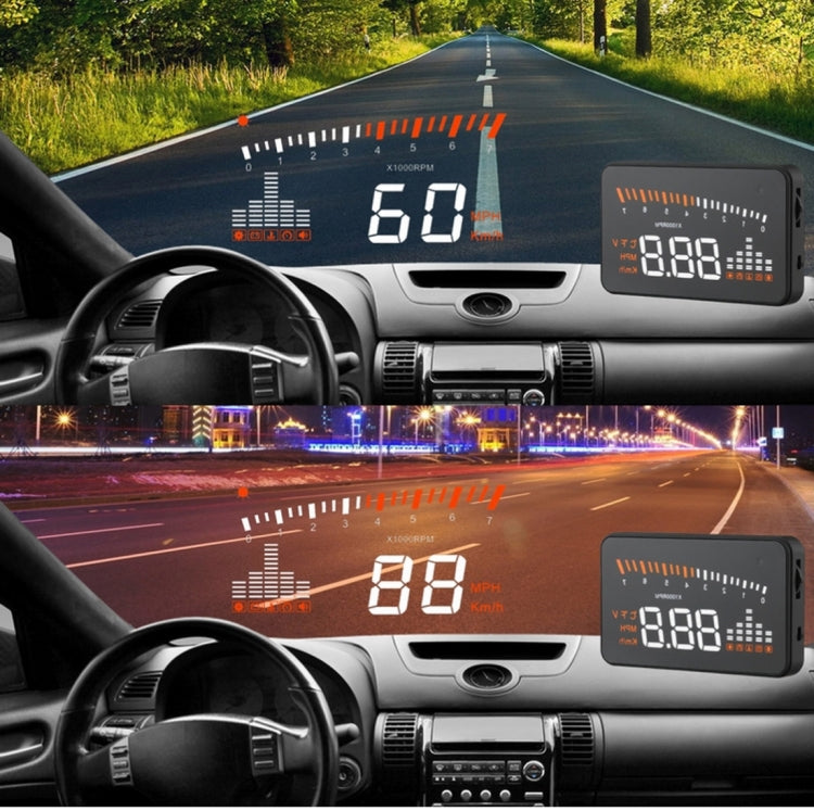 X5 HUD 3 inch Universal Multi Car Head Up Display with OBDII EOBD System, Light Sensors, Rotation Speed, Rotation Speed Unit, Unit Mark, Voltage, Water Temperature, Alarm mark(Black) - Head Up Display System by PMC TechLife | Online Shopping South Africa | PMC TechLife | Buy Now Pay Later Mobicred
