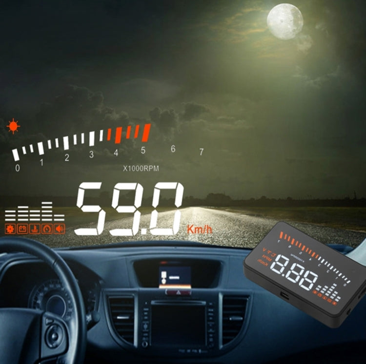 X5 HUD 3 inch Universal Multi Car Head Up Display with OBDII EOBD System, Light Sensors, Rotation Speed, Rotation Speed Unit, Unit Mark, Voltage, Water Temperature, Alarm mark(Black) - Head Up Display System by PMC TechLife | Online Shopping South Africa | PMC TechLife | Buy Now Pay Later Mobicred