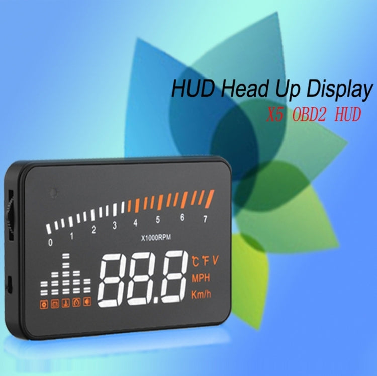 X5 HUD 3 inch Universal Multi Car Head Up Display with OBDII EOBD System, Light Sensors, Rotation Speed, Rotation Speed Unit, Unit Mark, Voltage, Water Temperature, Alarm mark(Black) - Head Up Display System by PMC TechLife | Online Shopping South Africa | PMC TechLife | Buy Now Pay Later Mobicred