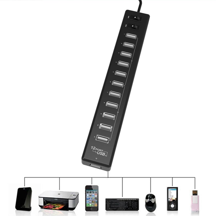 12-Port USB 2.0 HUB，Suitable for Notebook / Netbook(Black) - USB 2.0 HUB by PMC Jewellery | Online Shopping South Africa | PMC Jewellery | Buy Now Pay Later Mobicred