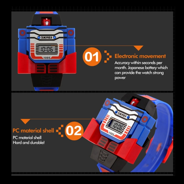 SKMEI Transformation Toy Shape Changing Removable Dial Digital Movement Children Watch with PU Plastic Cement Band(Dark Blue) - free shipping - PMC TechLife - Order now!