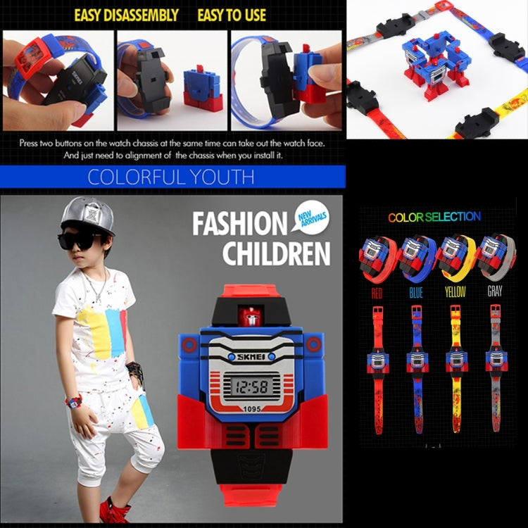 SKMEI Transformation Toy Shape Changing Removable Dial Digital Movement Children Watch with PU Plastic Cement Band(Red) - free shipping - PMC TechLife - Order now!