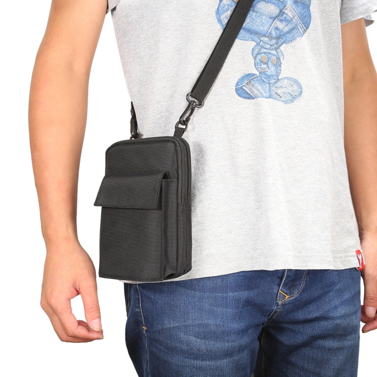 6.4 inch and Below Universal Polyester Men Vertical Style Case Shoulder Carrying Bag with Belt Hole & Climbing Buckle, For iPhone, Samsung, Sony, Huawei, Meizu, Lenovo, ASUS, Oneplus, Xiaomi, Cubot, Ulefone, Letv, DOOGEE, Vkworld, and other (Black) - More iPhone Cases by PMC TechLife | Online Shopping South Africa | PMC TechLife | Buy Now Pay Later Mobicred