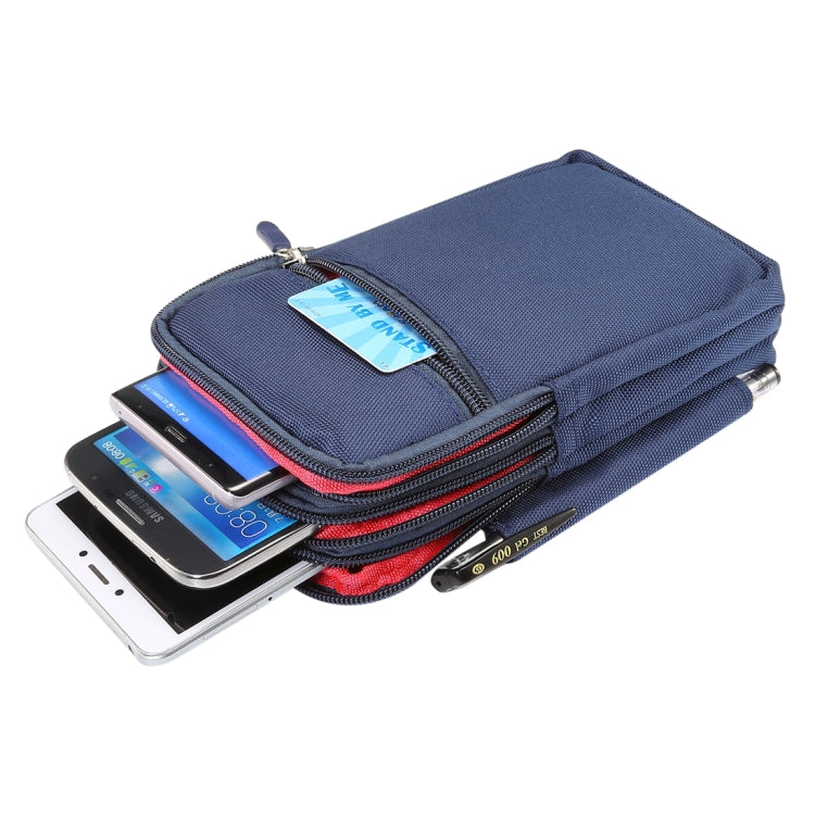 7 inch and Below Universal Polyester Men Vertical Style Case Waist Bag with Belt Hole & Climbing Buckle, For iPhone, Samsung, Sony, Huawei, Meizu, Lenovo, ASUS, Oneplus, Xiaomi, Cubot, Ulefone, Letv, DOOGEE, Vkworld, and other (Dark Blue) - free shipping - PMC TechLife - Order now!