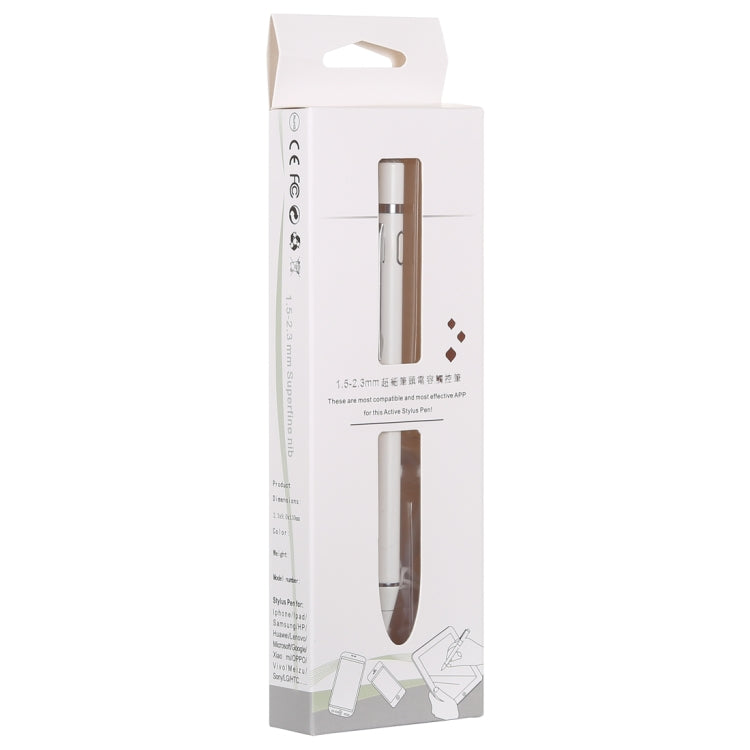 1.5-2.3mm Rechargeable Capacitive Touch Screen Active Stylus Pen(White) - Stylus Pen by PMC TechLife | Online Shopping South Africa | PMC TechLife | Buy Now Pay Later Mobicred